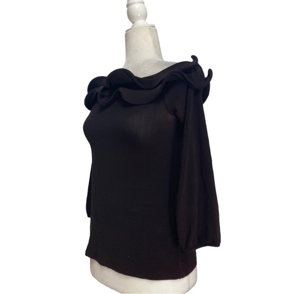 Armani Collezioni Off the Shoulder Ruffle top in Black - Picture 7 of 10